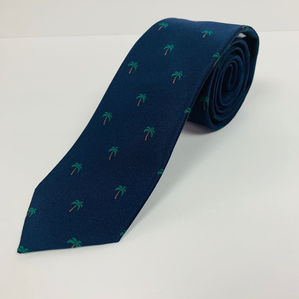 Sprezza Navy Blue Palm Tree Necktie Career - Picture 1 of 4